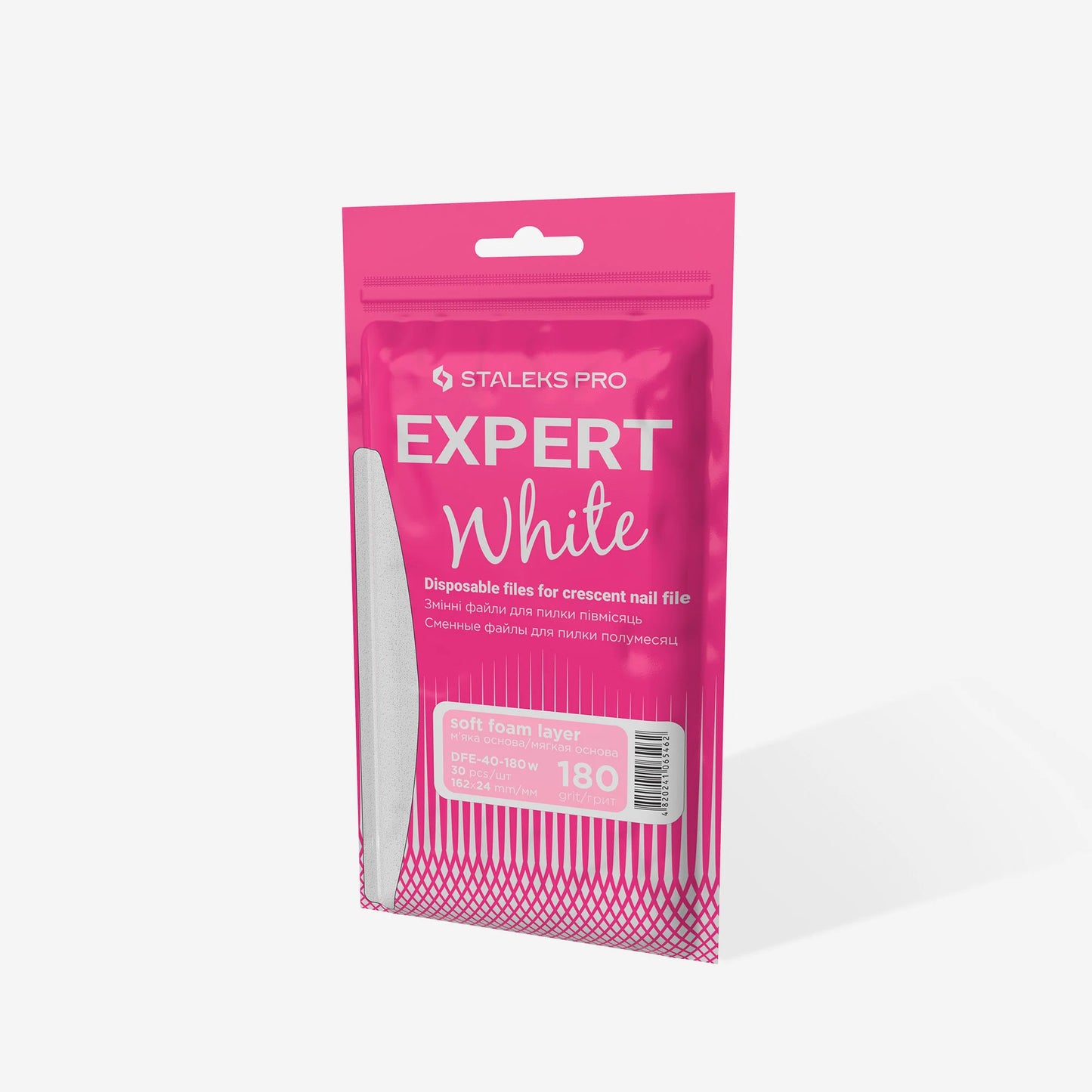 Limas Desechables Blancas Para Uñas De Media Luna EXPERT 40 STALEKS DFE-40-180w (30 uds.)