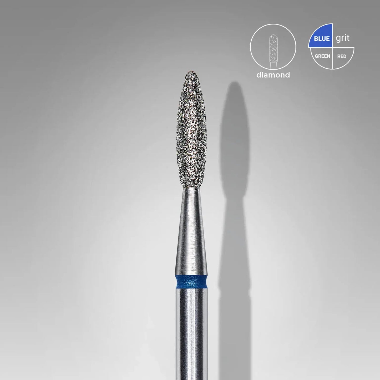Fresa diamantada para piel "llama" azul EXPERT diámetro 2,1 mm/ parte útil 8 mm FA10B021/8