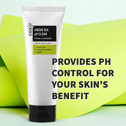 Limpiador Facial con Té Verde y Mucina de Caracol | Coxir Greentea pH Clear Cleanser 150ml