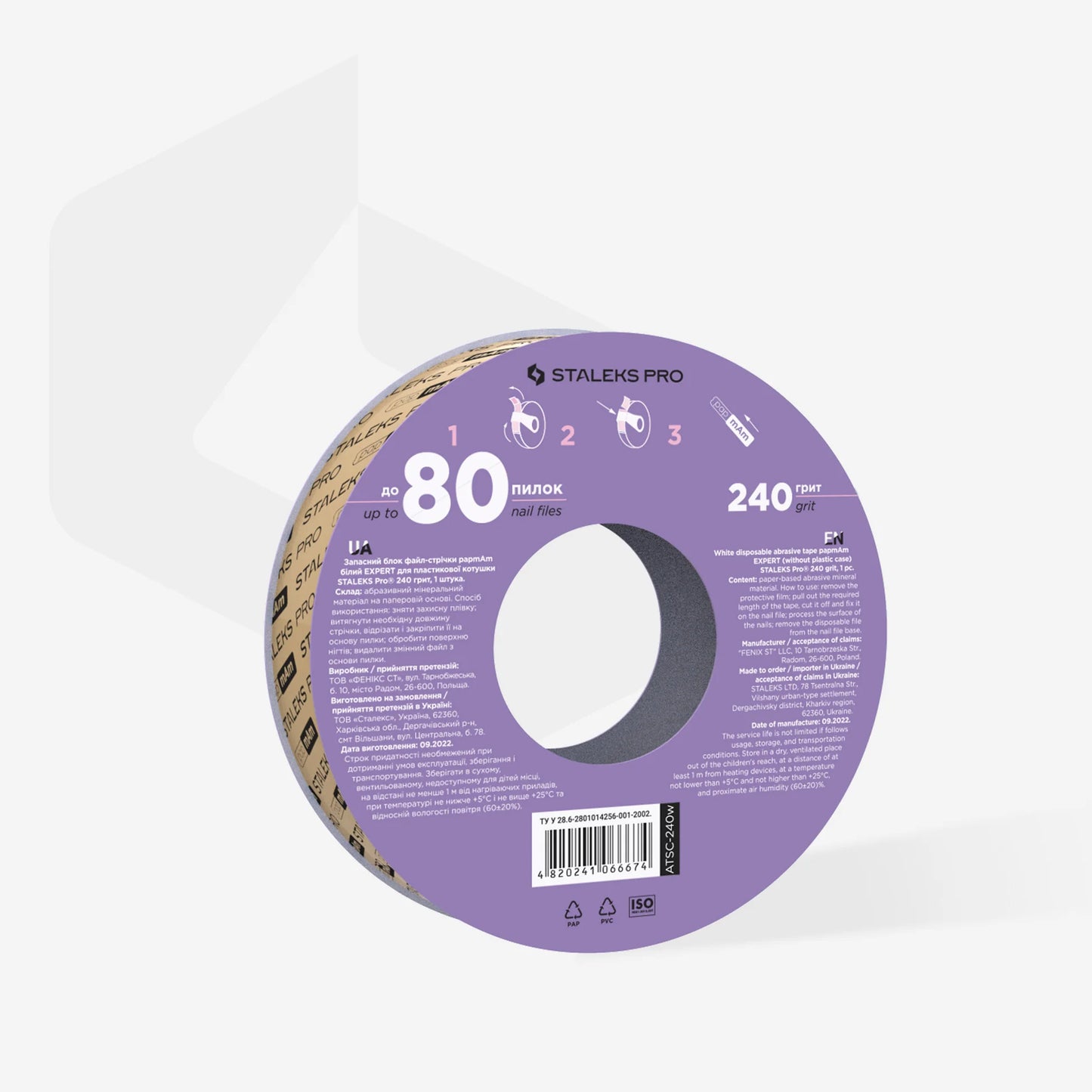 Recambio para bobina de plástico Donut - cinta de lima desechable papmAm funda blanco EXPERT grano 240 ATSC-240w