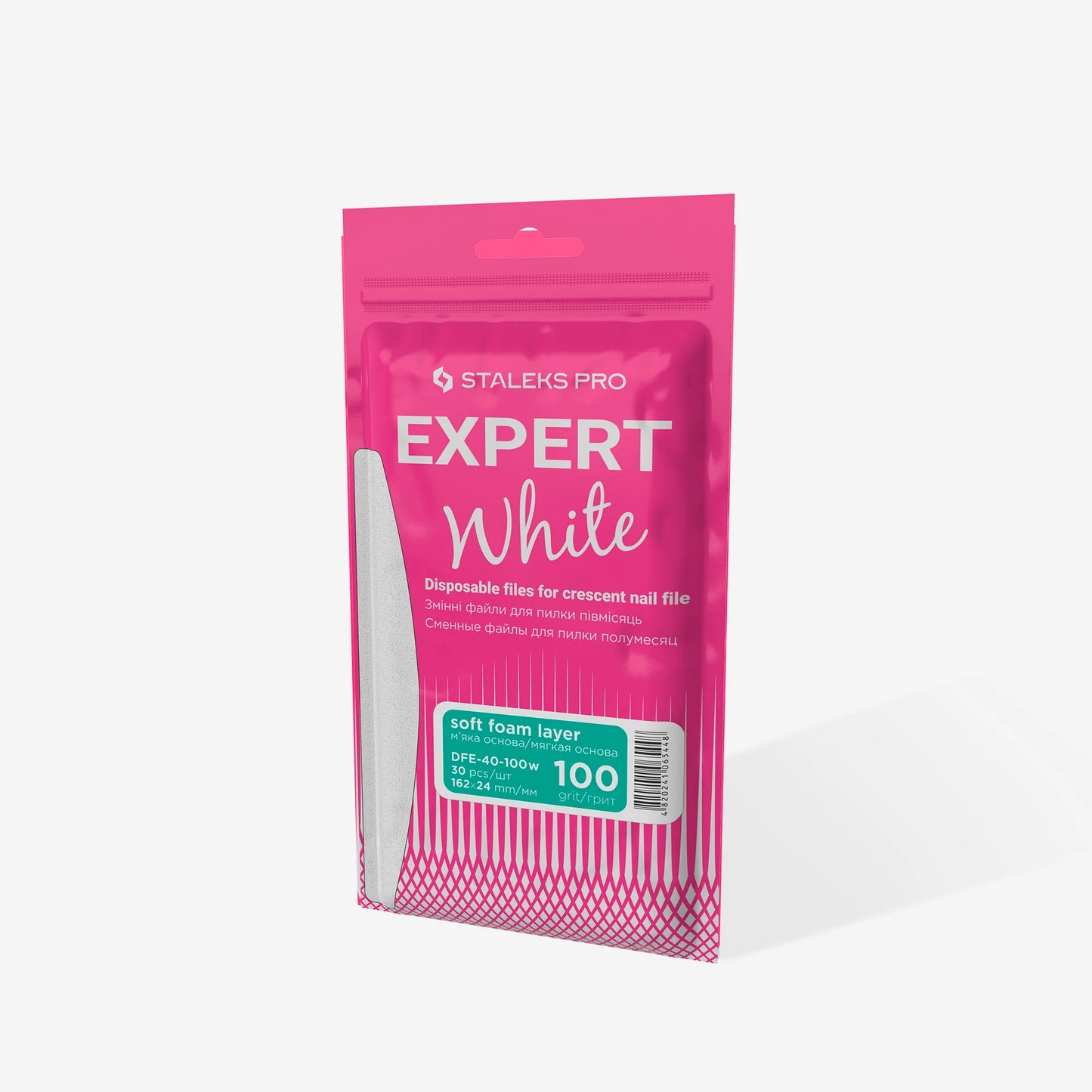 Limas Desechables Blancas Para Uñas De Media Luna EXPERT 40 STALEKS DFE-40-100w (30 uds.)