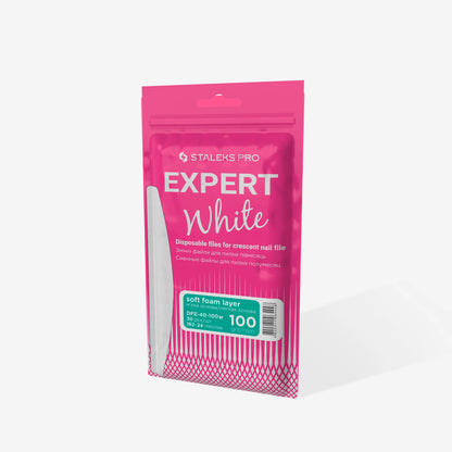 Limas Desechables Blancas Para Uñas De Media Luna EXPERT 40 STALEKS DFE-40-100w (30 uds.)