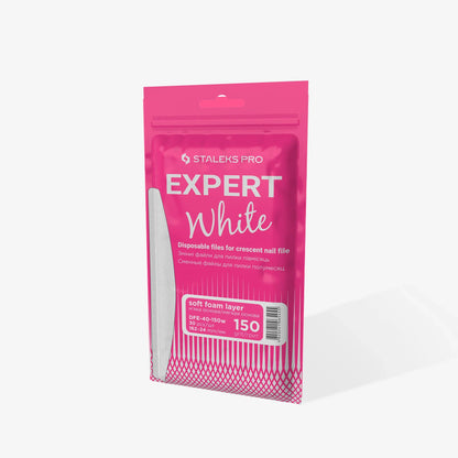 Limas Desechables Blancas Para Uñas De Media Luna EXPERT 40 STALEKS DFE-40-150w (30 uds.)
