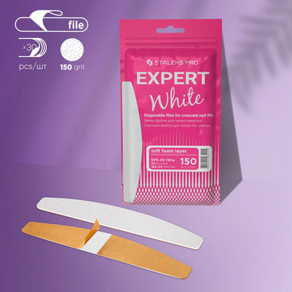 Limas Desechables Blancas Para Uñas De Media Luna EXPERT 40 STALEKS DFE-40-150w (30 uds.)