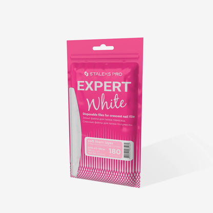 Limas Desechables Blancas Para Uñas De Media Luna EXPERT 40 STALEKS DFE-40-180w (30 uds.)