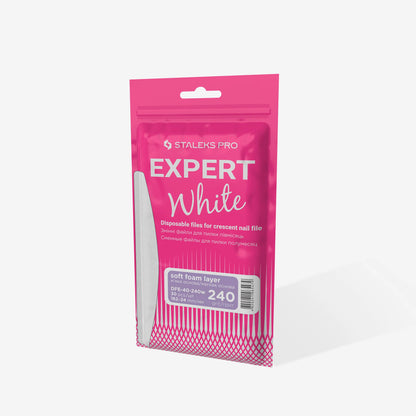 Limas Desechables Blancas Para Uñas De Media Luna EXPERT 40 STALEKS DFE-40-240w (30 uds.)