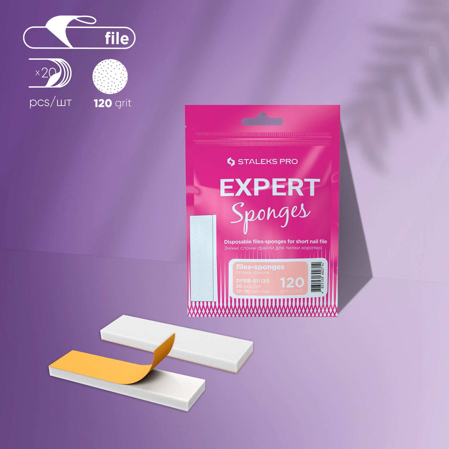 Limas-esponjas desechables para lima de uñas corta EXPERT 51 grano 120 (20 uds.) DFEB-51-120