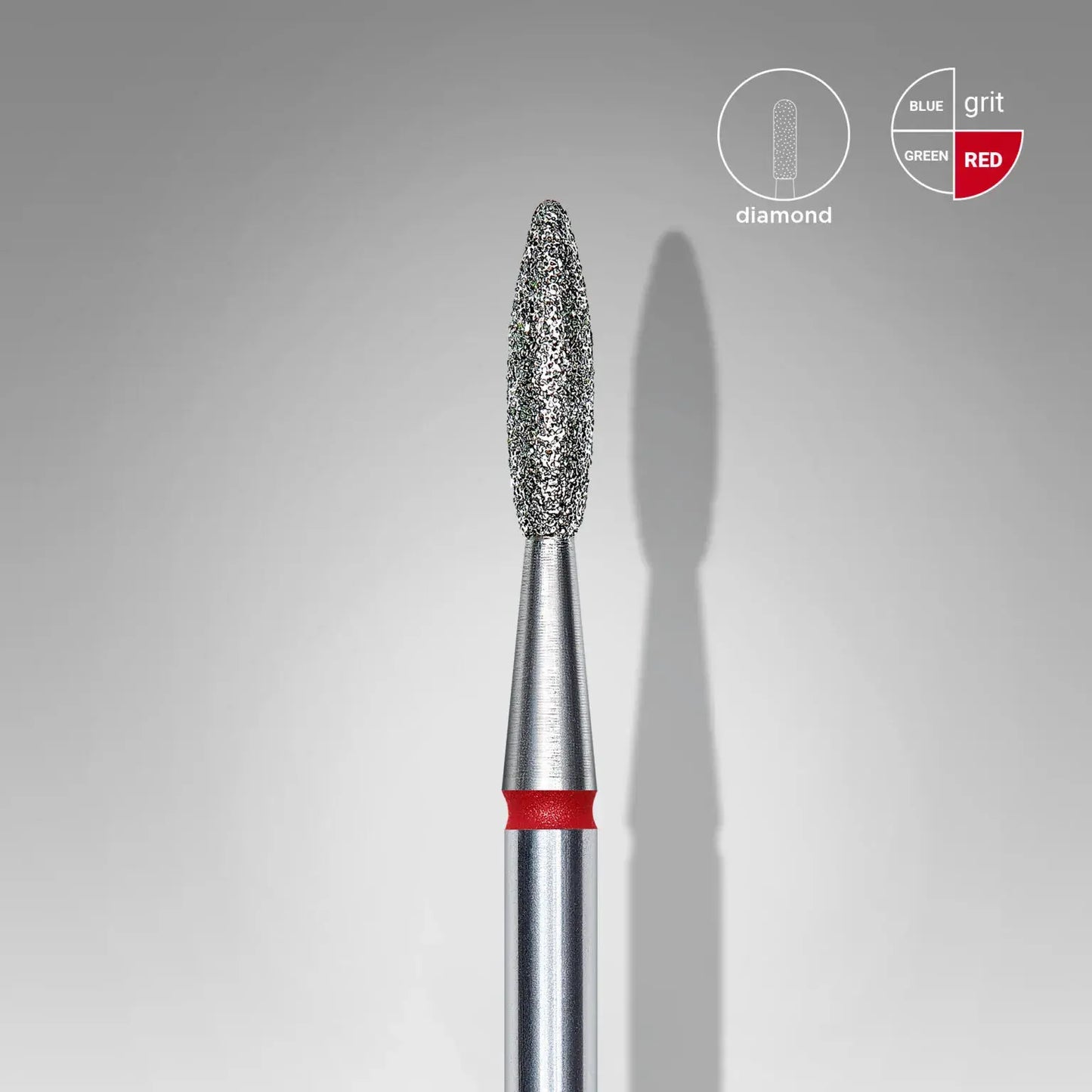 Fresa diamantada para piel "llama" roja EXPERT diámetro 2,1 mm/ parte útil 8 mm FA10R021/8