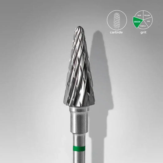 Fresa de carburo para uñas "cono" verde EXPERT diámetro 6 mm / parte útil 14 mm FT71G060/14
