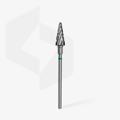 Fresa de carburo para uñas "cono" verde EXPERT diámetro 6 mm / parte útil 14 mm FT71G060/14