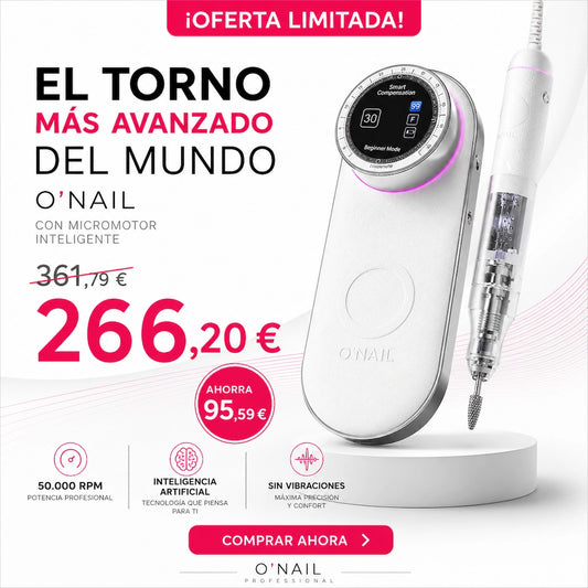 Torno Uñas O'NAIL con micromotor inteligente (incluye 2 piezas de mano)